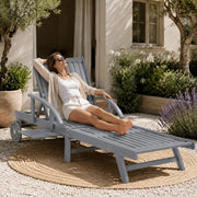 Sun Lounger Grey Solid Acacia Wood