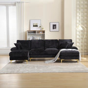 Divano Angolare U-Shape Chenille con Doppia Chaise Longue ¨C MINIMAL ¨C Grigio