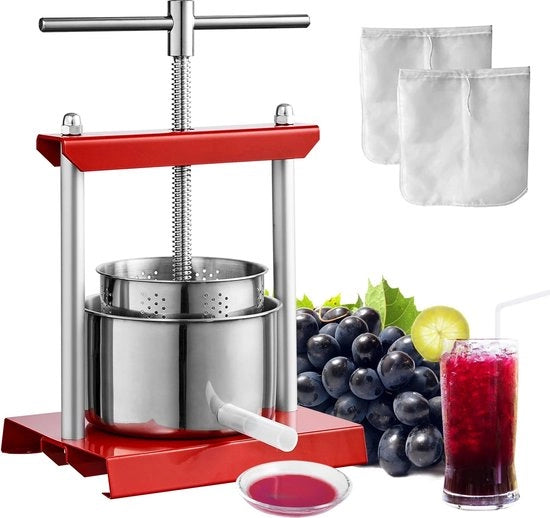 Centrifuga a mano per succo di agrumi - Citruspers per cucina - Centrifuga a mano per frutta - 6L - Centrifuga a mano per arance e uva - In acciaio inossidabile + alluminio - Argento