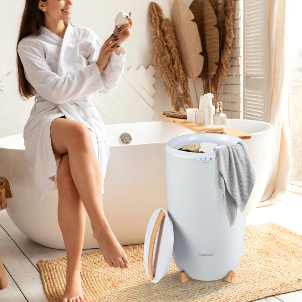 Scaldabiancheria 20 L con timer spegnimento automatico 15/30/45/60 minuti-Secchio portatile per scaldare 2 asciugamani oversize Grigio