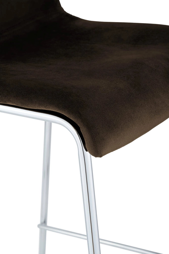 Sgabello Hover Velluto Base a Quattro Gambe Cromata marrone
