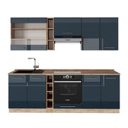 Cucina componibile Fame-Line Blu scuro lucido/Rovere dorato 235 cm, PL Rovere Vicco