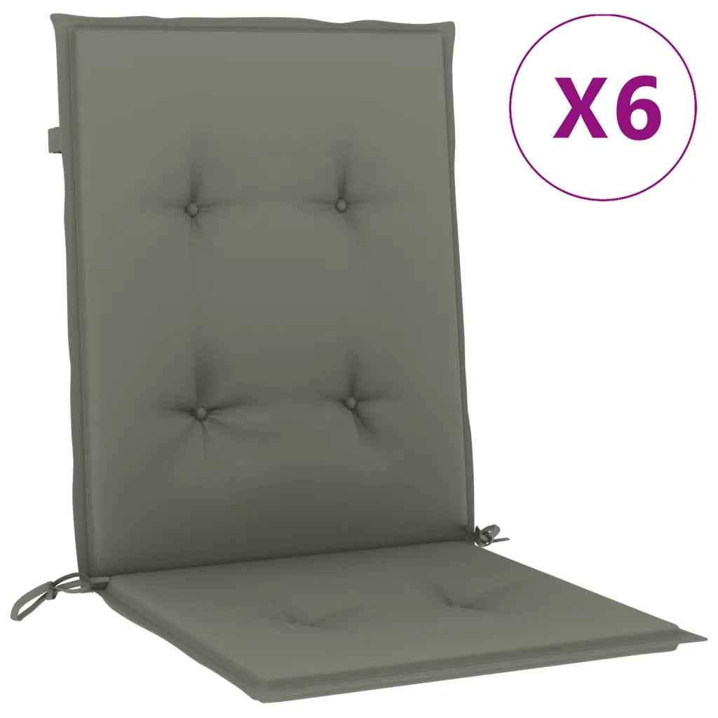 Cuscini Sedia Schiena Bassa 6 pz Grigio MÃ©lange 100x50x4 cm
