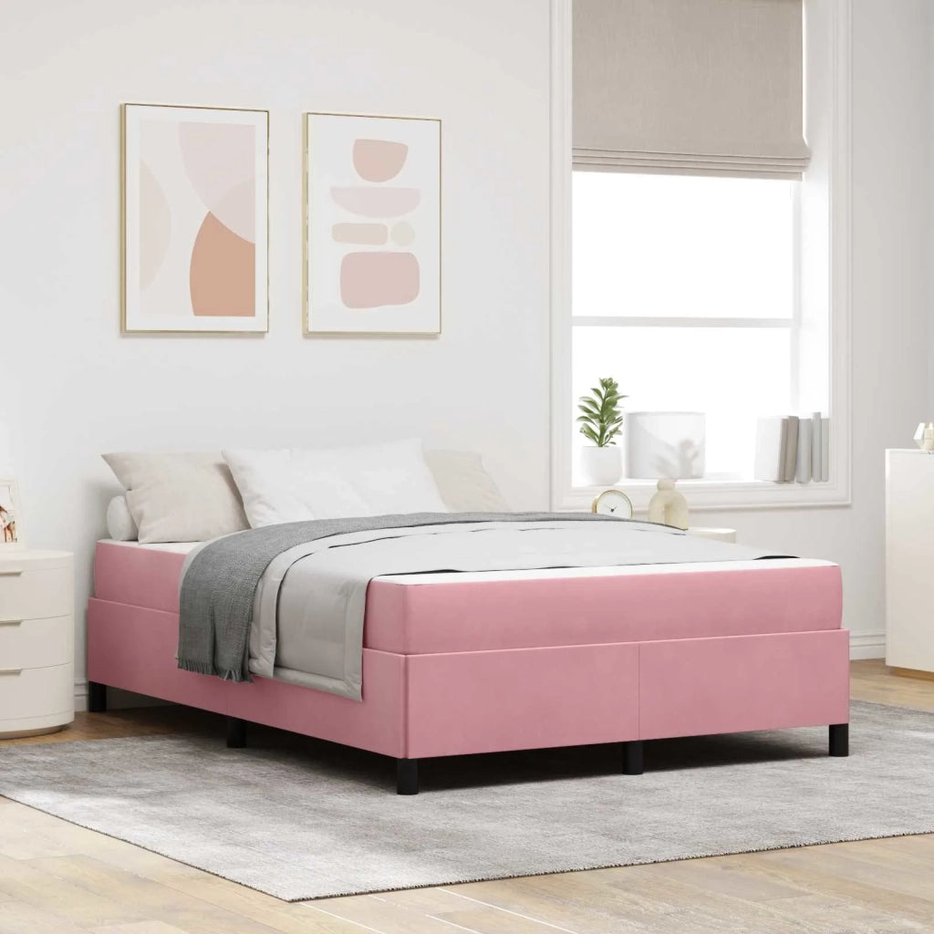 Struttura del letto con materasso Rosa 160 x 200 cm Tessuto