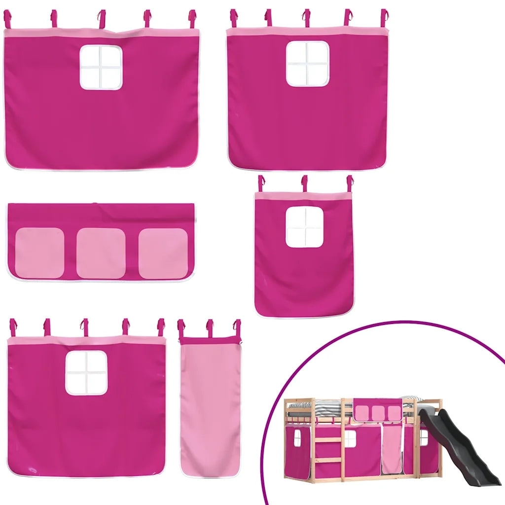 Letto a Castello con Scivolo e Tende Rosa 80x200 cm 3284118