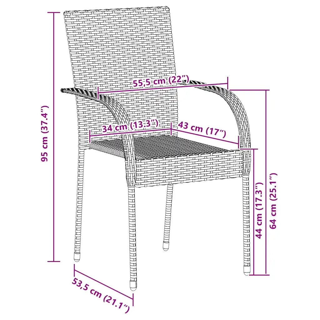 Sedie da giardino Impilabili 4 pz | Sedie da Esterno Grigie in Polyrattan