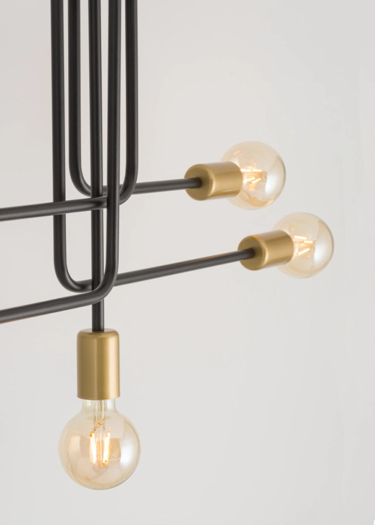 Plafoniera loft Sigma Gino 5 luci nero oro E27 15W