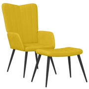 Poltrona Relax | Sedia Relax con Sgabello Giallo Senape in Velluto