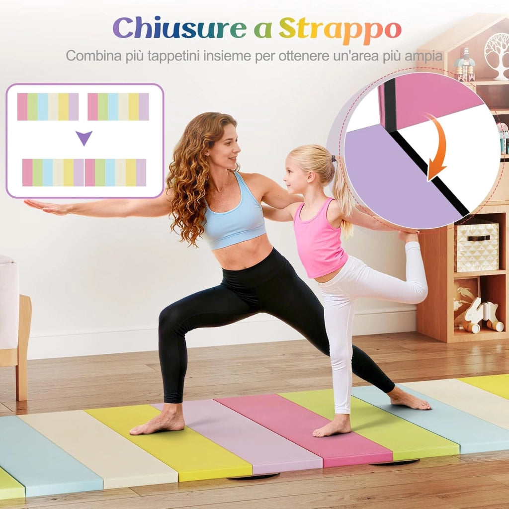 Tappetino da Ginnastica Pieghevole, Tappetino Portatile e Leggero con Maniglie, Tappetino per Yoga e Allenamenti per Stretching e Capriole da Casa e Palestra