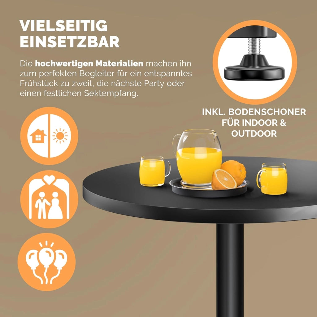 ® Set 2 Tavoli da Bar 2in1 Regolabili Pieghevoli 70 cm/115 cm Resistenti Alluminio Ø 60 cm Tavolini Esterno Neri