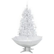 Albero di Natale | Decorazioni natalizie con Neve e Base a Ombrellone Bianco 170 cm