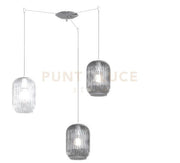 SOSPENSIONE BIANCO 3 LUCI SPOSTABILE VETRI TR + 2X FU 1181BI-S3 S-TF