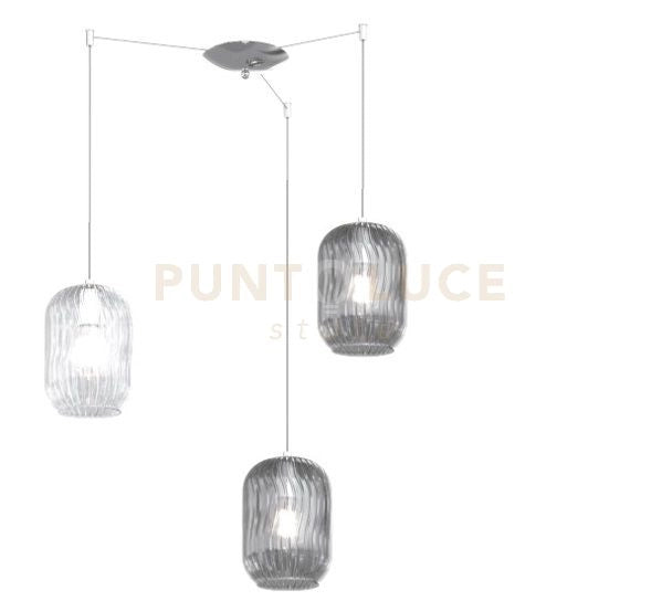 SOSPENSIONE BIANCO 3 LUCI SPOSTABILE VETRI TR + 2X FU 1181BI-S3 S-TF