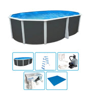 Piscina Fuori Terra Steeldesign Omega 550 Liner 0,6 Mm - 5,50 X 3,66 X H.1,32 M - Kit Base
