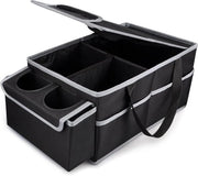 Organizzatore per Auto Opportuno - Organizzatore per Sedile Auto Idrorepellente con Contenitore per Bevande (Nero)
