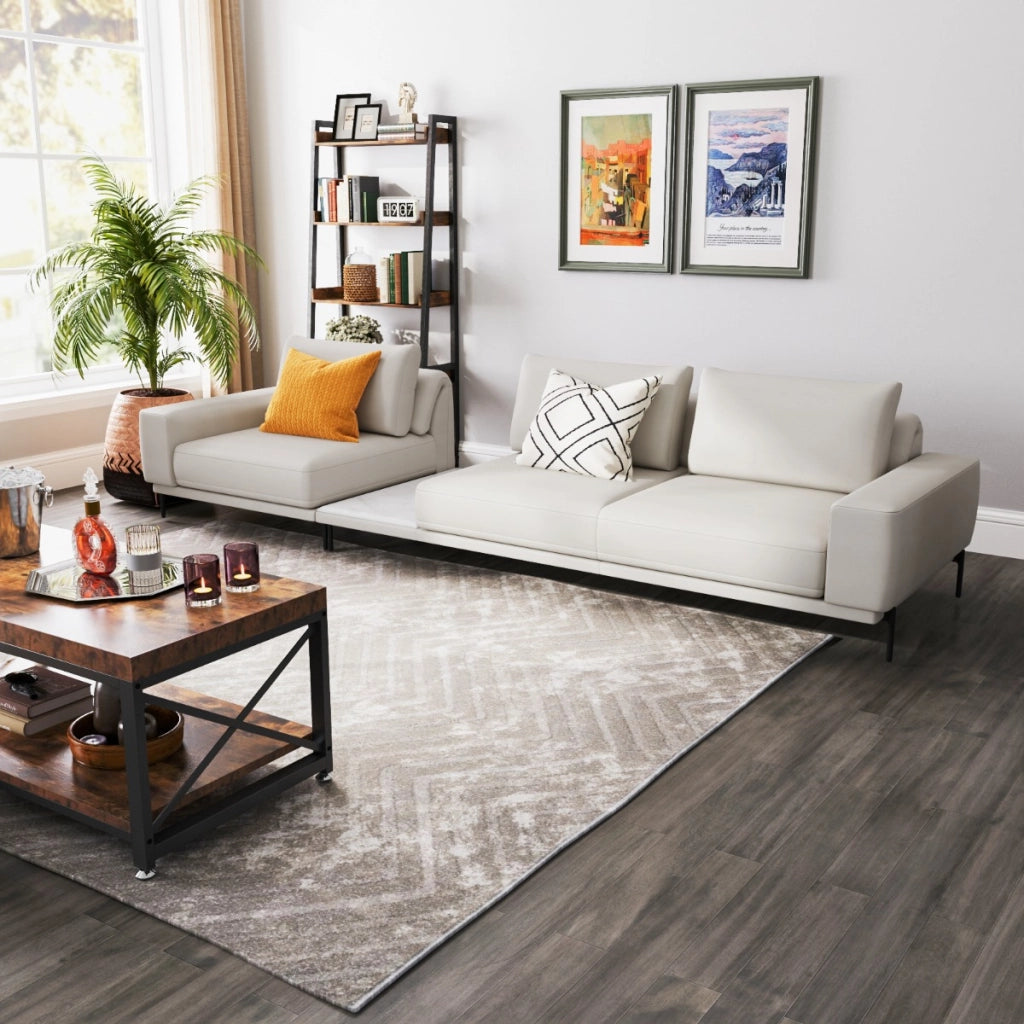 Set divano modulare in pelle ROYAL 2337 con base marmo carrara, Set soggiorno design moderno-Divani