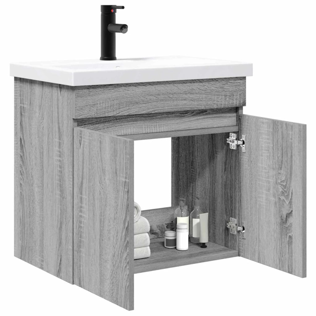 Mobile bagno con rubinetto Sonoma grigio 61 x 40 x 74,5 cm