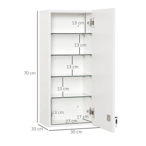 ARMADIETTO MEDICINALE A MURO 30x20x70 cm Bianco con serratura