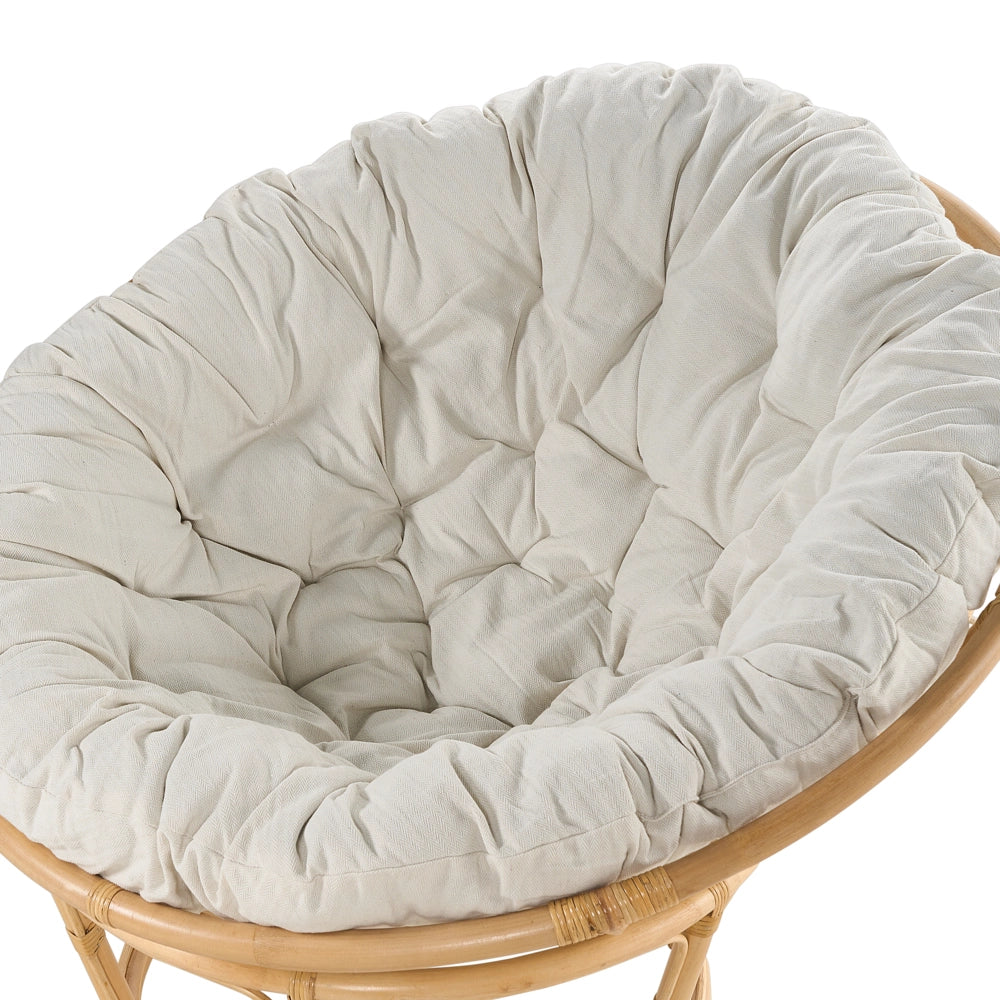 Set di 2 Sedie Cuscini in Rattan Naturale Cotone Beige Chiaro Media Resistenza Interni Esterni Stile Boho Giardino Patio Balcone