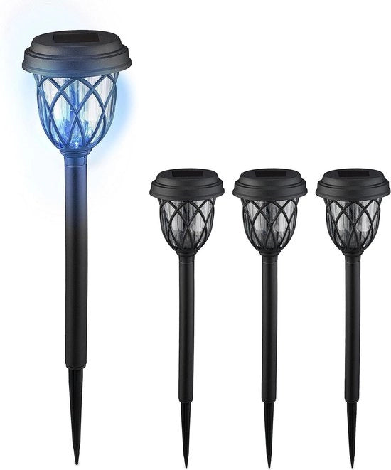 Set di lampade da giardino da 4 lampioni con base 425 x 10 cm lampade da giardino LED nero/trasparente