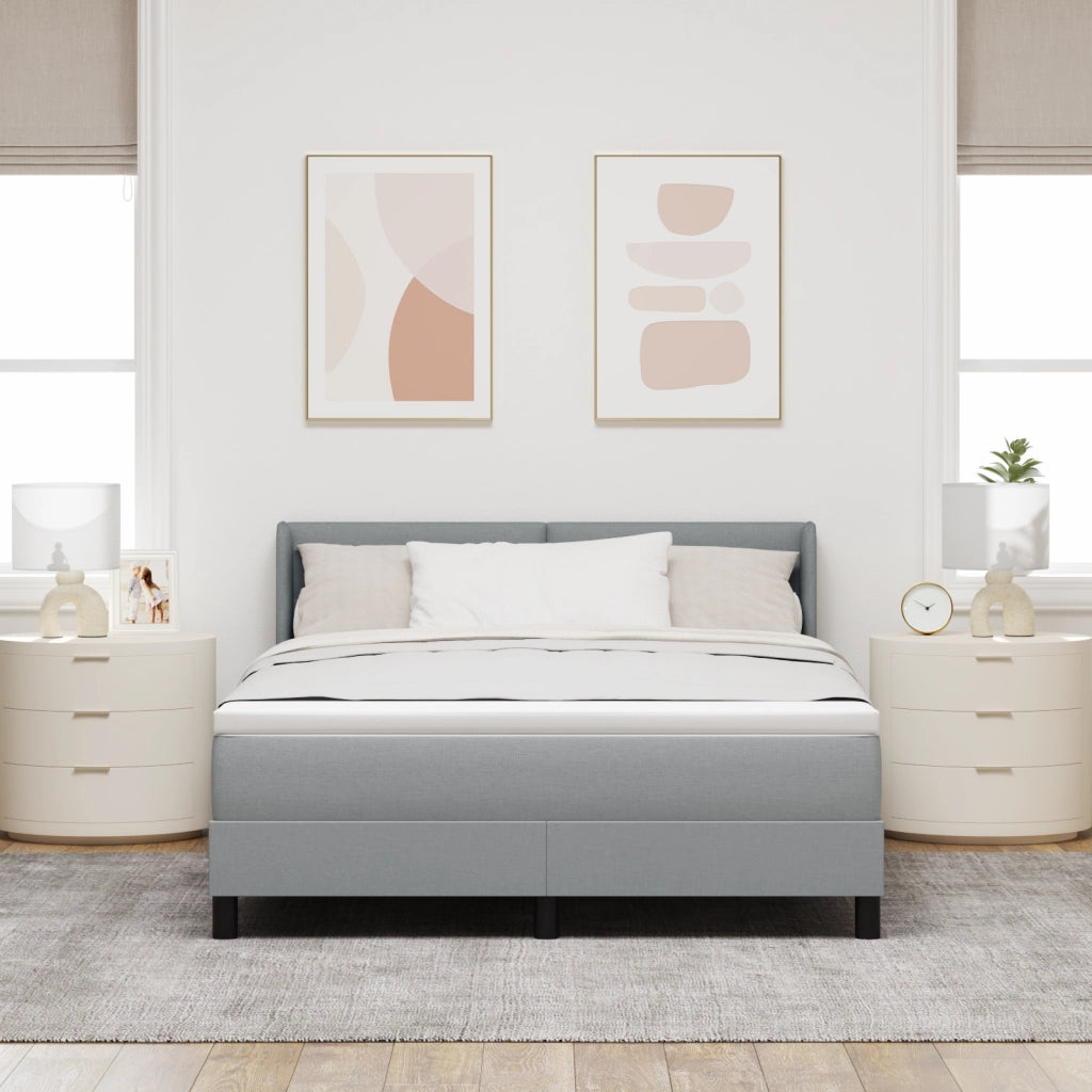 Letto a Box Spring  con Materasso Grigio Chiaro 140x190 cm Tessuto