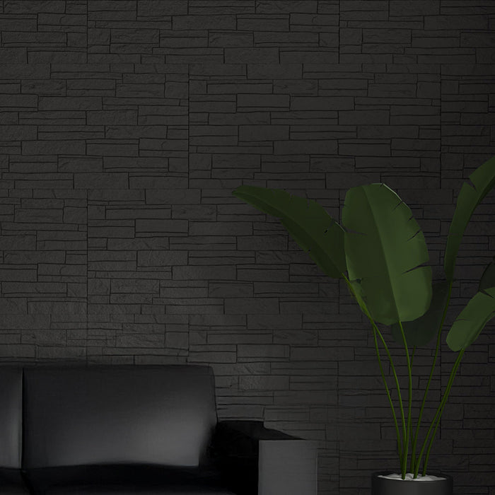 Set 12 Pannelli Decorativi Area 8,6 mq 120x60x2,5 cm Rivestimento Murale Effetto Mattoni in Pietra 3D in PU Grigio