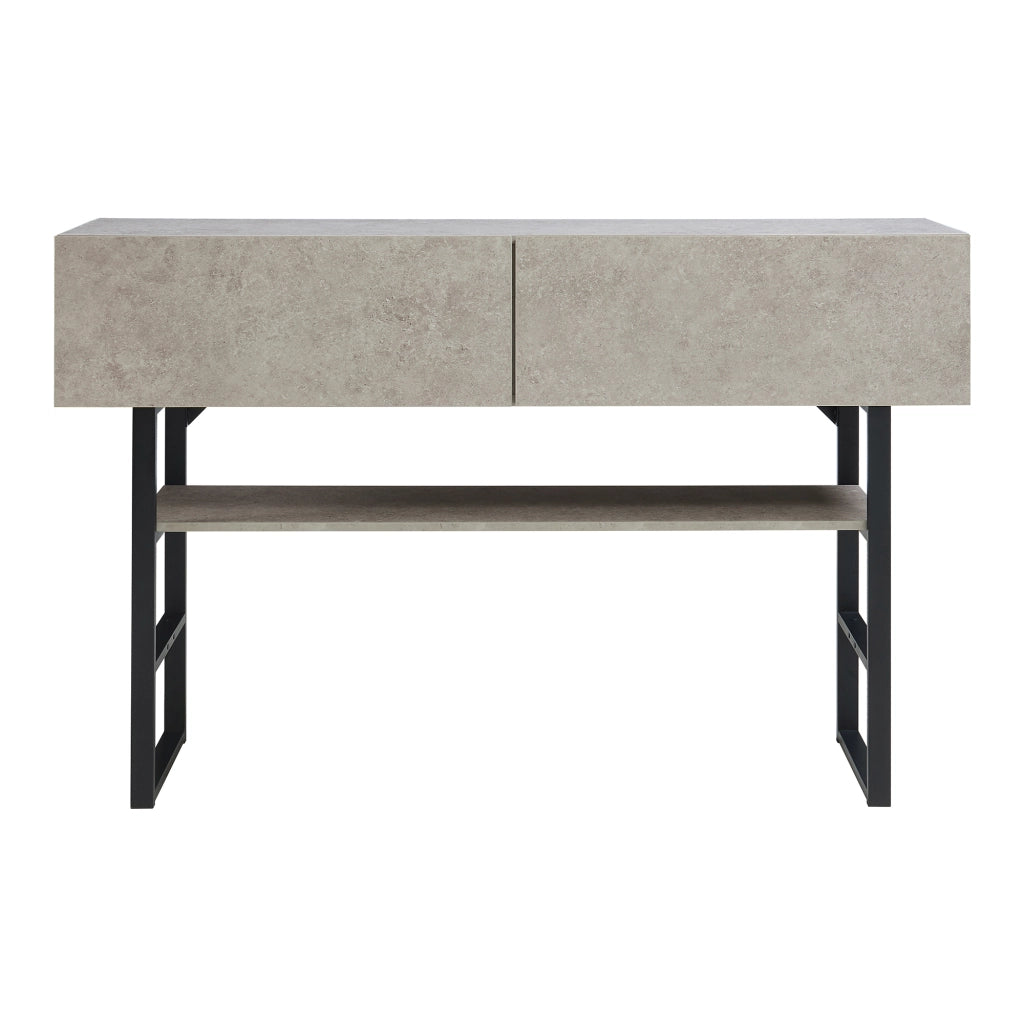 Tavolo Consolle Varberg con Cassetti e Ripiano 75 x 120 x 30 cm - Effetto Cemento Chiaro [en.casa]