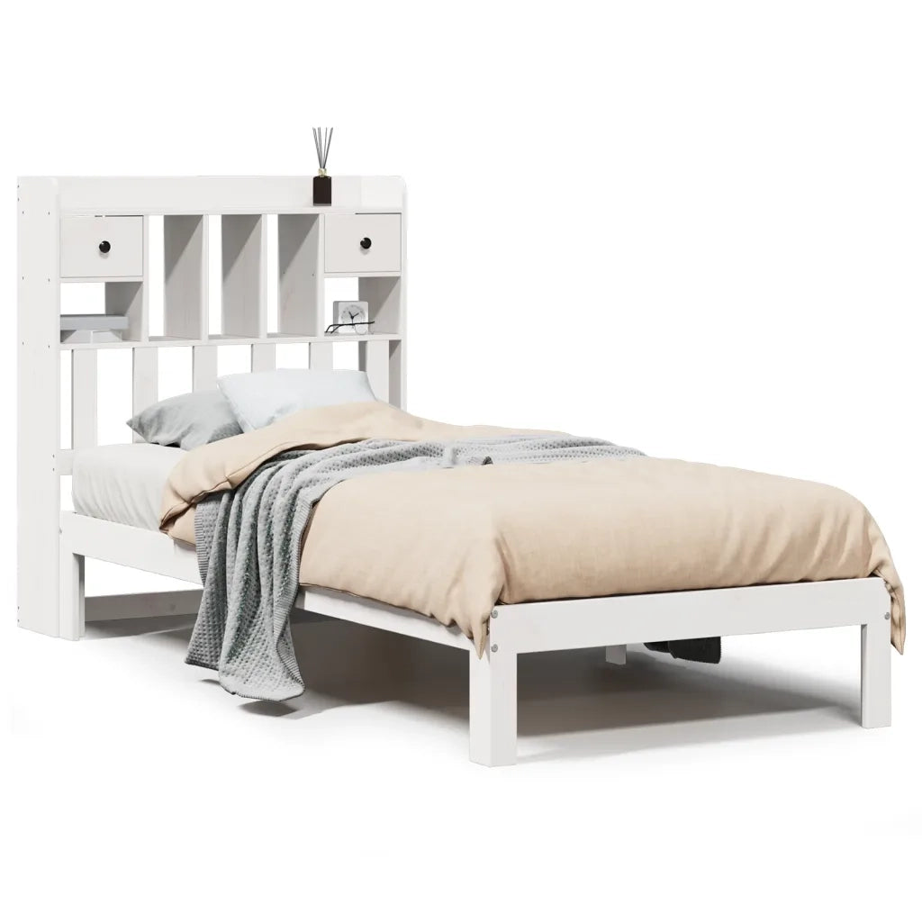 Letto Libreria senza Materasso Bianca 90x200 cm Legno di Pino 3322596