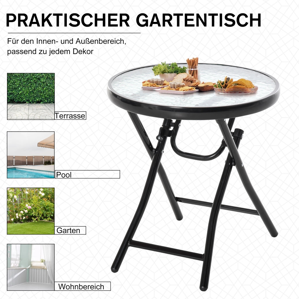 Tavolino da giardino pieghevole ¨C zephmum ¨C rotondo nero ?45cm