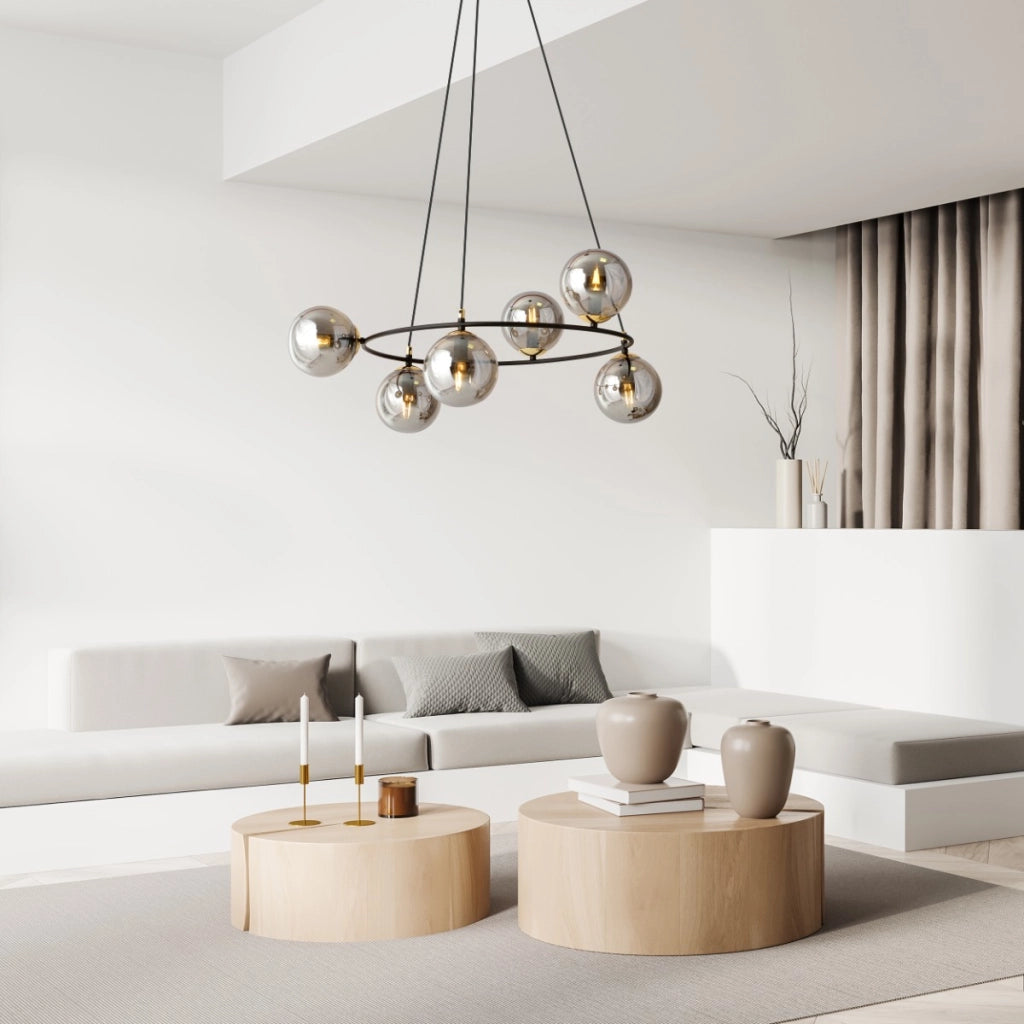 Lampadario sospeso Emibig Azura 6 luci nero grafite