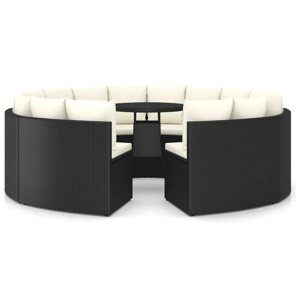 Set Divani da Giardino 9 pz con Cuscini in Polyrattan Nero cod mxl 41336