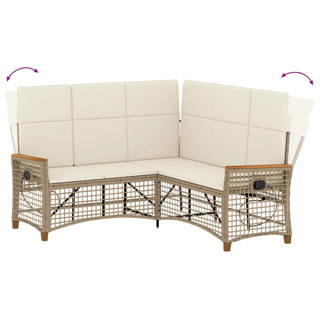 Set di Divani Recliner da Giardino Beige e Bianco Crema