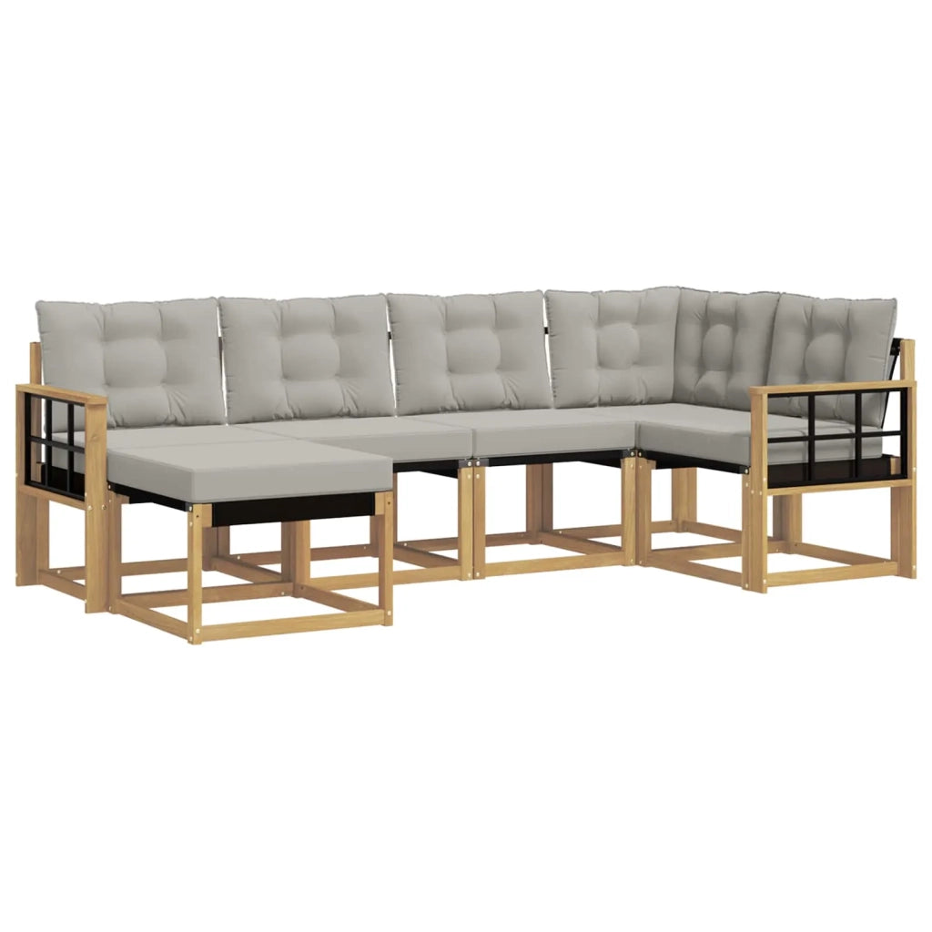 Set di divani da esterno 6 pz Bianco e Grigio Chiaro 3389649