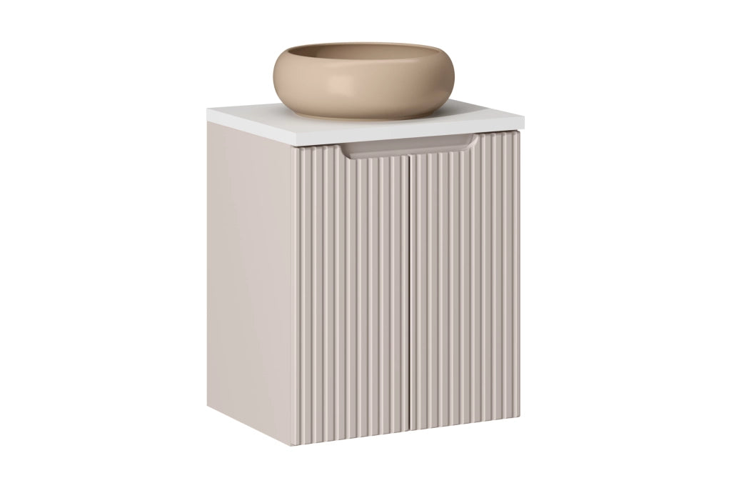 Set mobili bagno 50 cm con piano e lavabo da appoggio Wiki Nova Cashmere 50 x 1401 x 40 cm