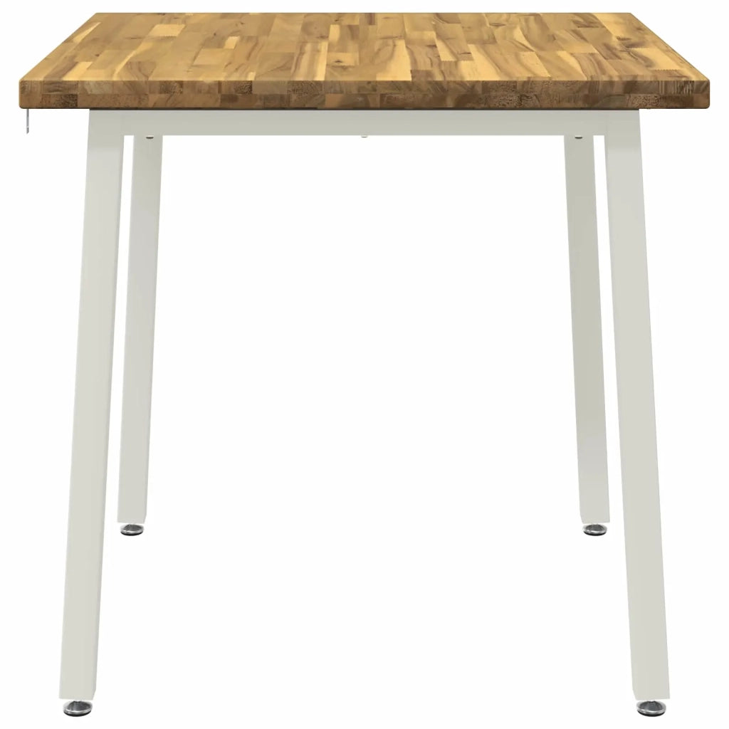 90 x 90 x 75 cm Legno di Acacia Massello Bianco Quadrato 937648