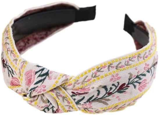 Cintura per capelli 5 cm larga - Cintura per capelli con bottoni - Cintura per capelli con fiori ricamati - Accessorio per capelli per signore - Materiale tessile duraturo - Misura unica - Cintura per capelli