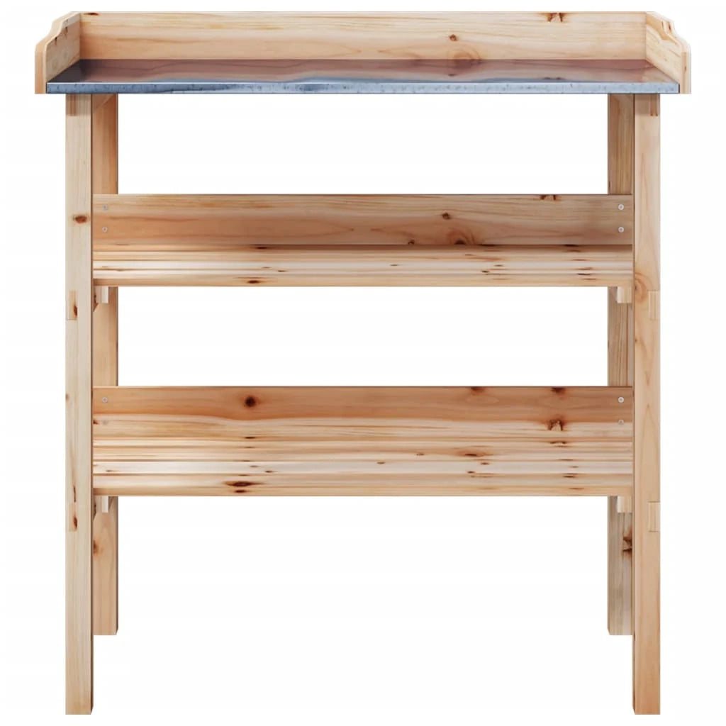 Tavolino portavasi con ripiani 78 x 38 x 825 cm in legno massello di abete marrone 02_0045432