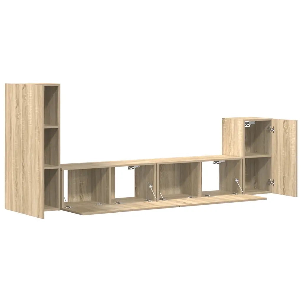 Set di Mobili Porta TV 4 pz Rovere Sonoma in Legno Multistrato 3114624