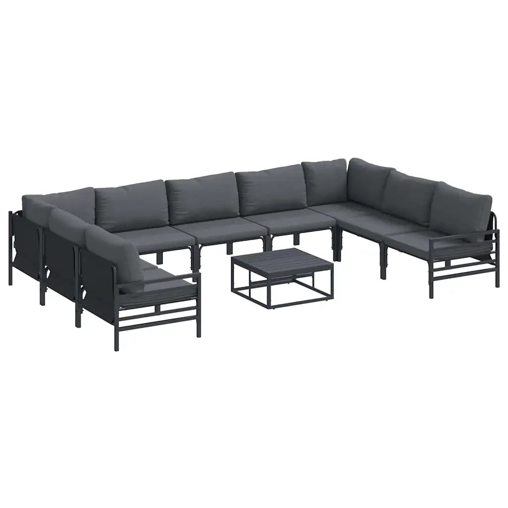 Set Divano da Giardino con cuscino 10 pcs Nero Acciaio 3379015