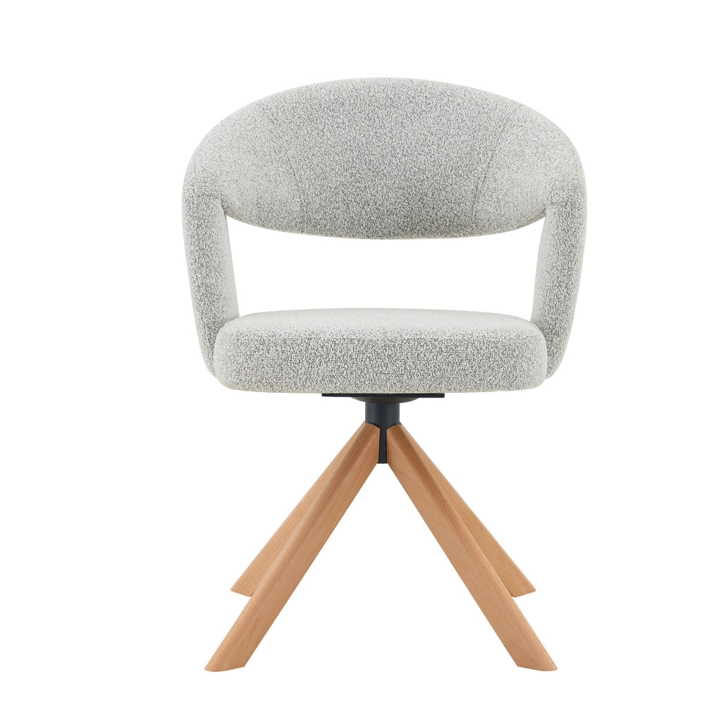 Sedia girevole 81;5 cm con schienale curvo in tessuto e legno grigio chiaro e naturale