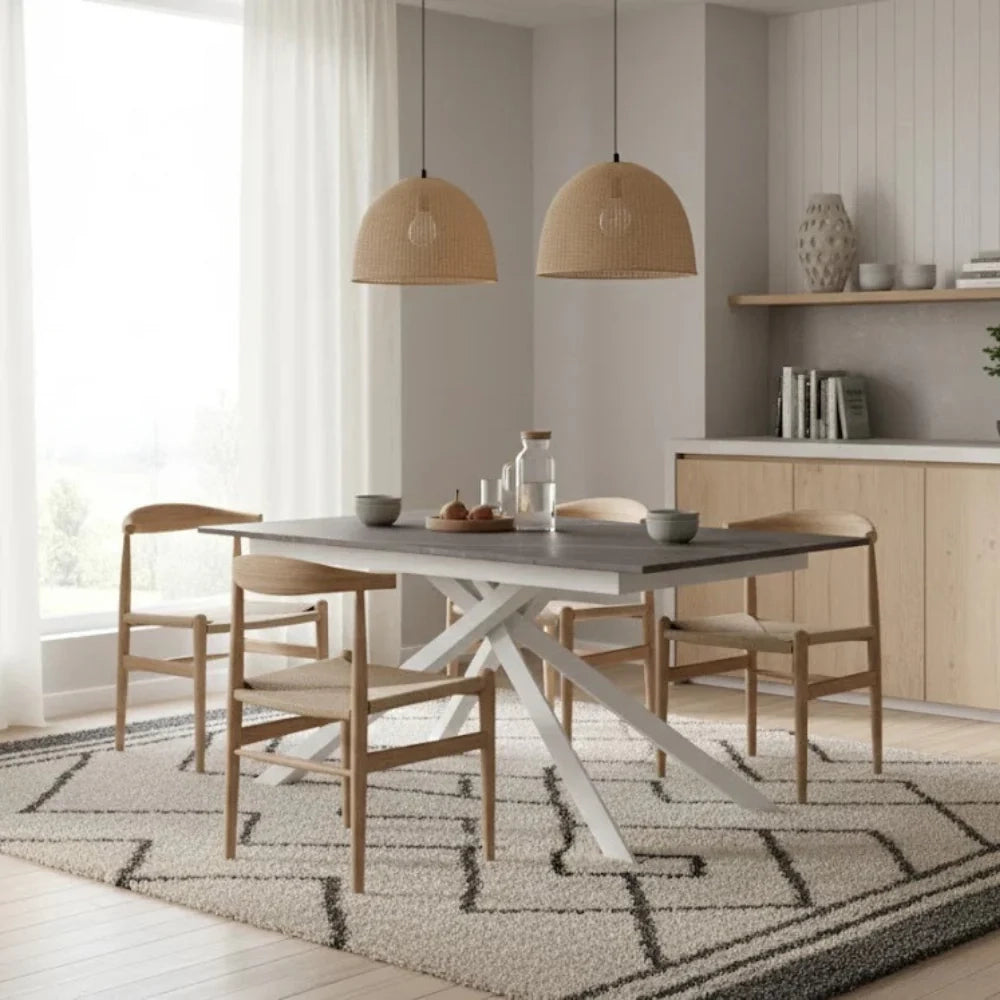 Tavolo da pranzo allungabile effetto marmo grigio Pluto 140-190x90 cm fino a 8 posti Made in Italy | Duzzle