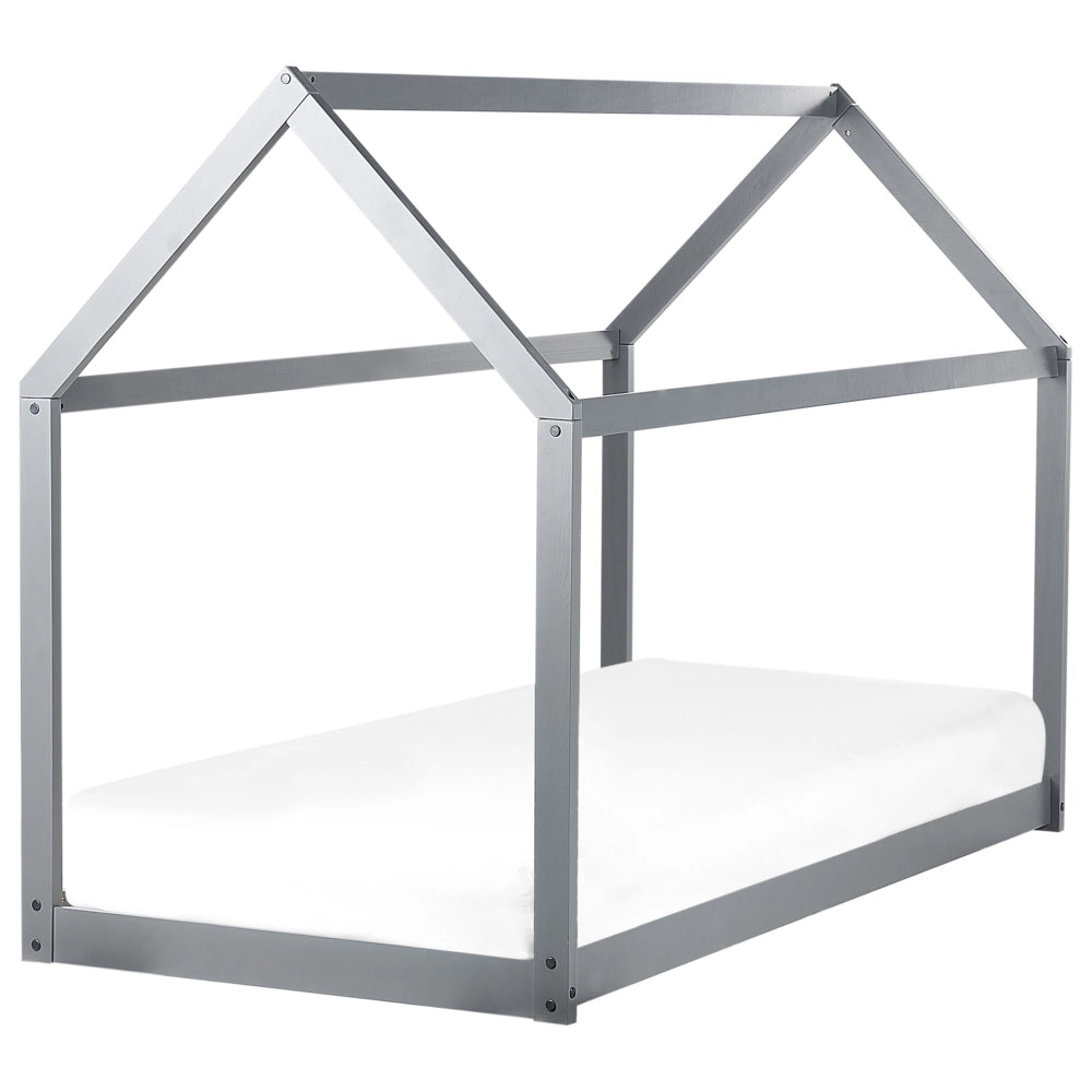 Letto a casetta per bambini in legno di pino grigio UE misura singola 90 x 200 cm con telaio a doghe letto per bambini piccoli