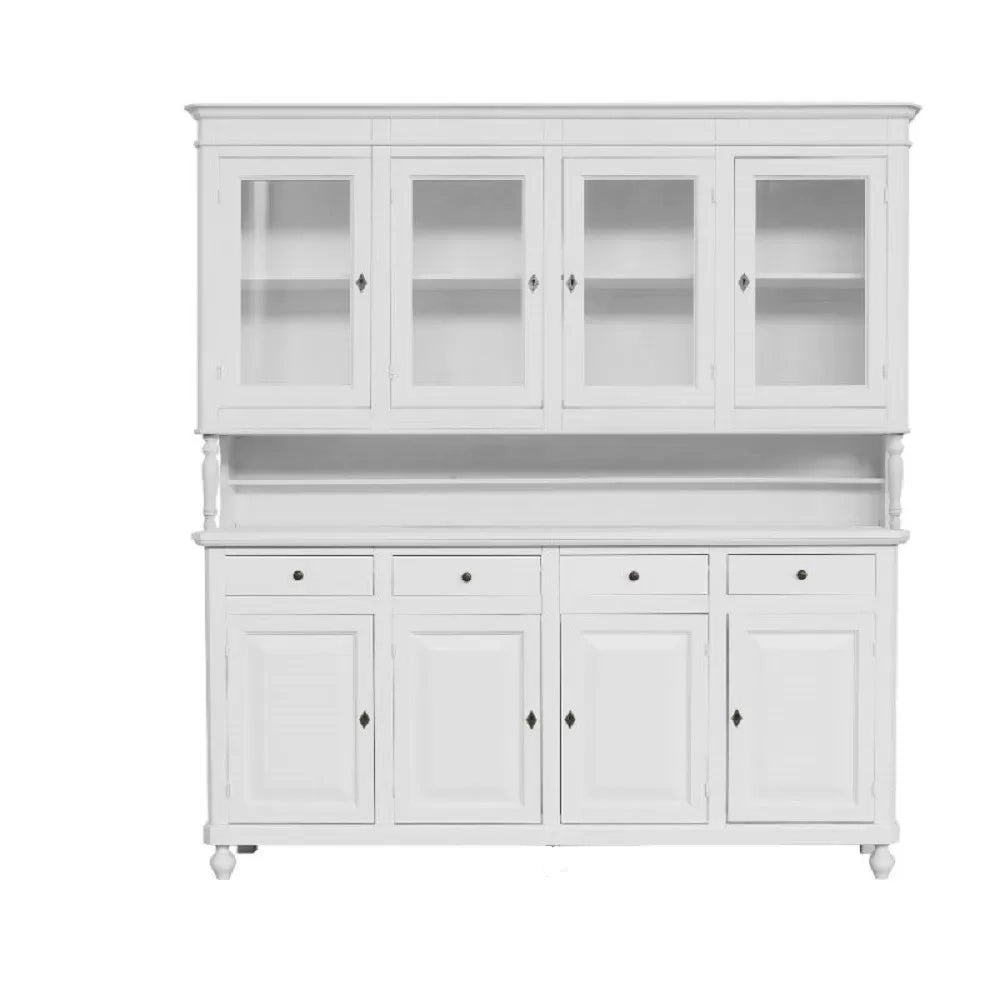 Cristalliera arte povera 4 porte legno shabby bianco 196x43x205h (736) - Mobili 2G