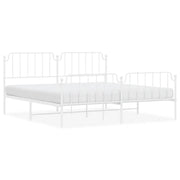Letto matrimoniale | Letto per adulti | Giroletto con Testiera e Pediera Metallo Bianco 193x203 cm