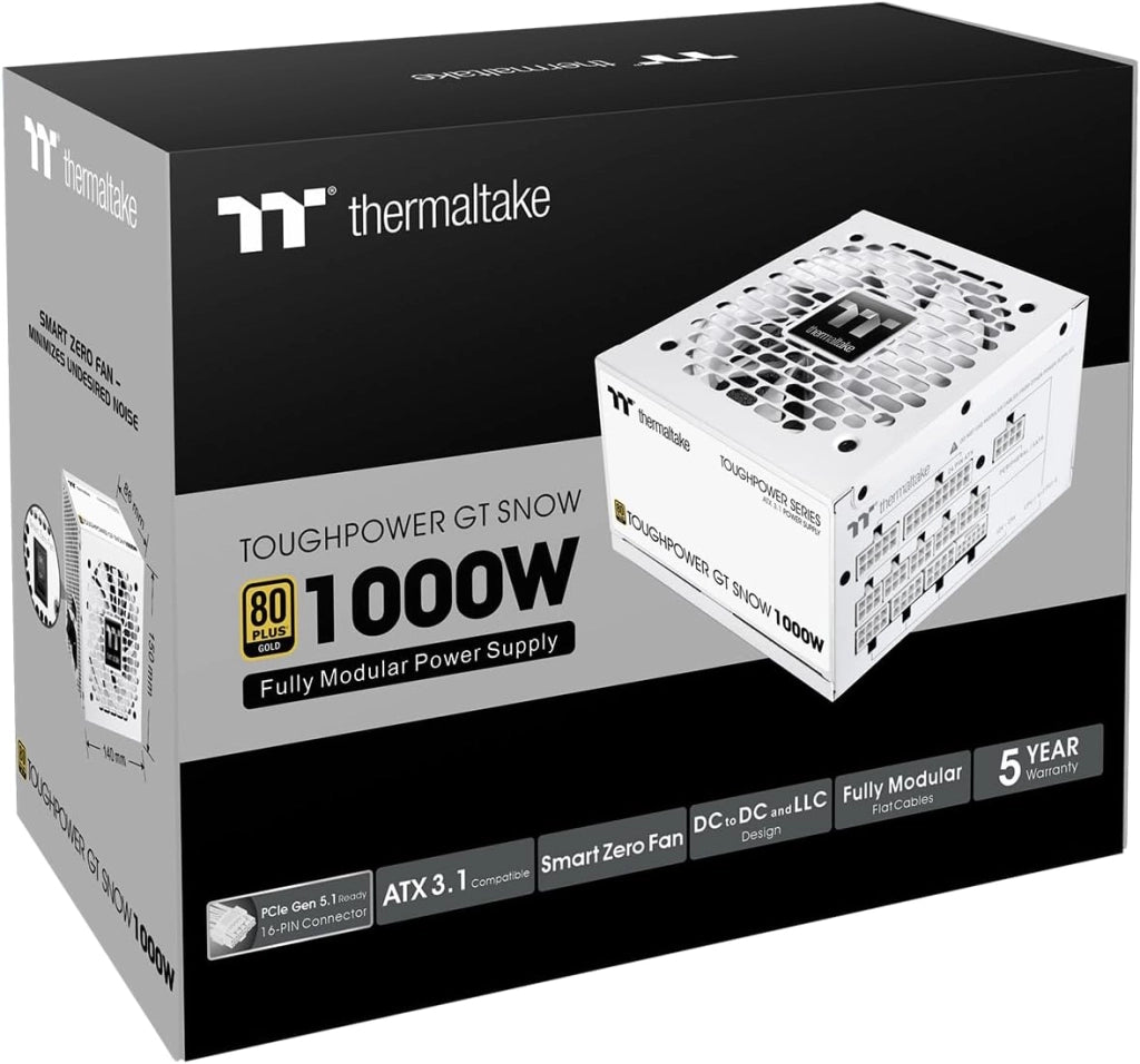 Toughpower GT 850W | ATX 3.1 | PCIe 5.1 12V-2x6-Anschluss | ultraleise Smart-Zero-Funktion | Low Profile Kabel | 80+ GOLD | Modular | Snow