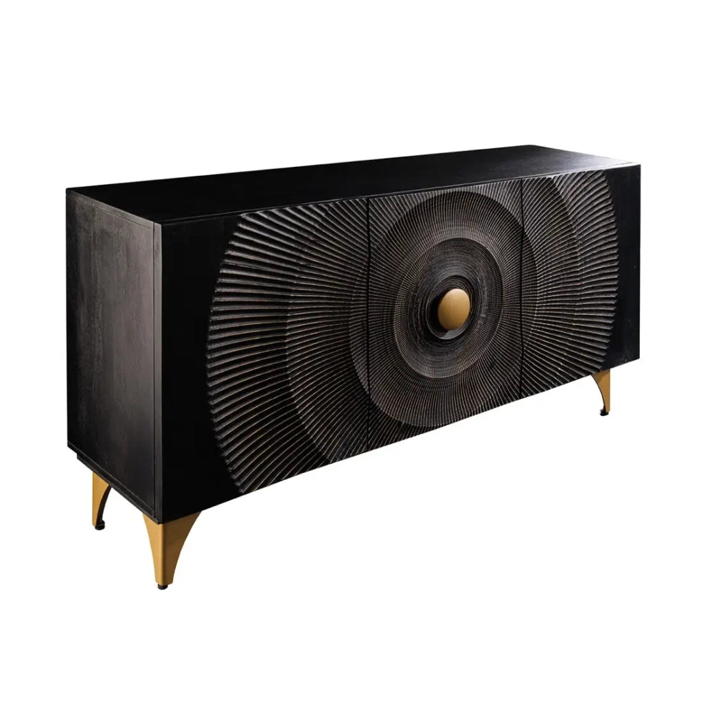 Buffet 140 cm 3 porte legno nero e dorato – Collezione SOLARIS