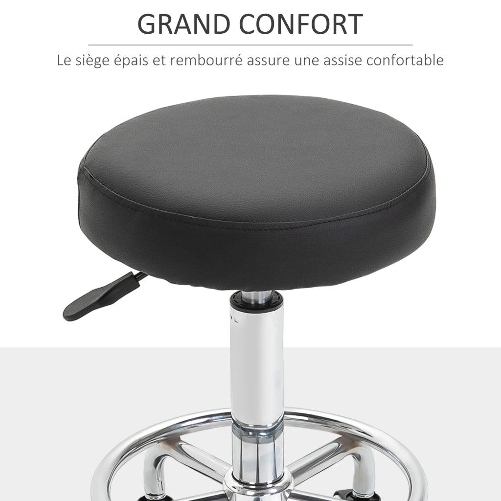 Sgabello girevole 360¡ã con rotelle ¨C Xylo ¨C altezza regolabile 50-64 cm, seduta imbottita, nero