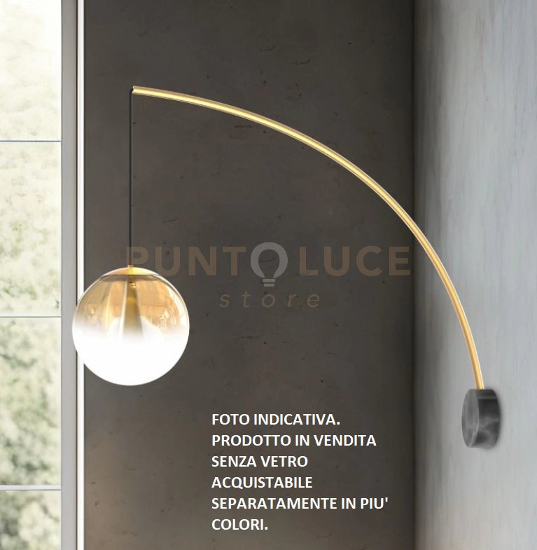EVA-AG Lampada da parete in metallo color ottone spazzolato e effetto marmo attacco E27 solo struttura senza vetro