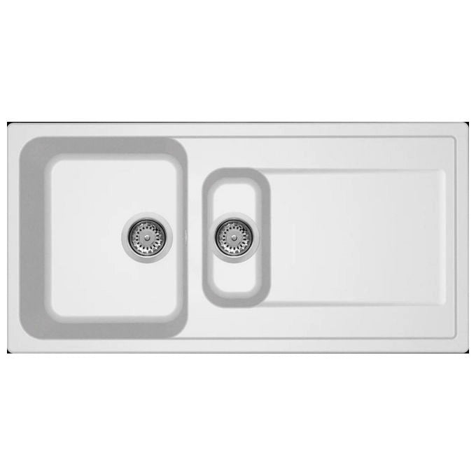 Elleci Lavello 2 Vasche Life 475 Granitek Bianco Gocciolatoio Reversibile Sopratop 100x50 cm