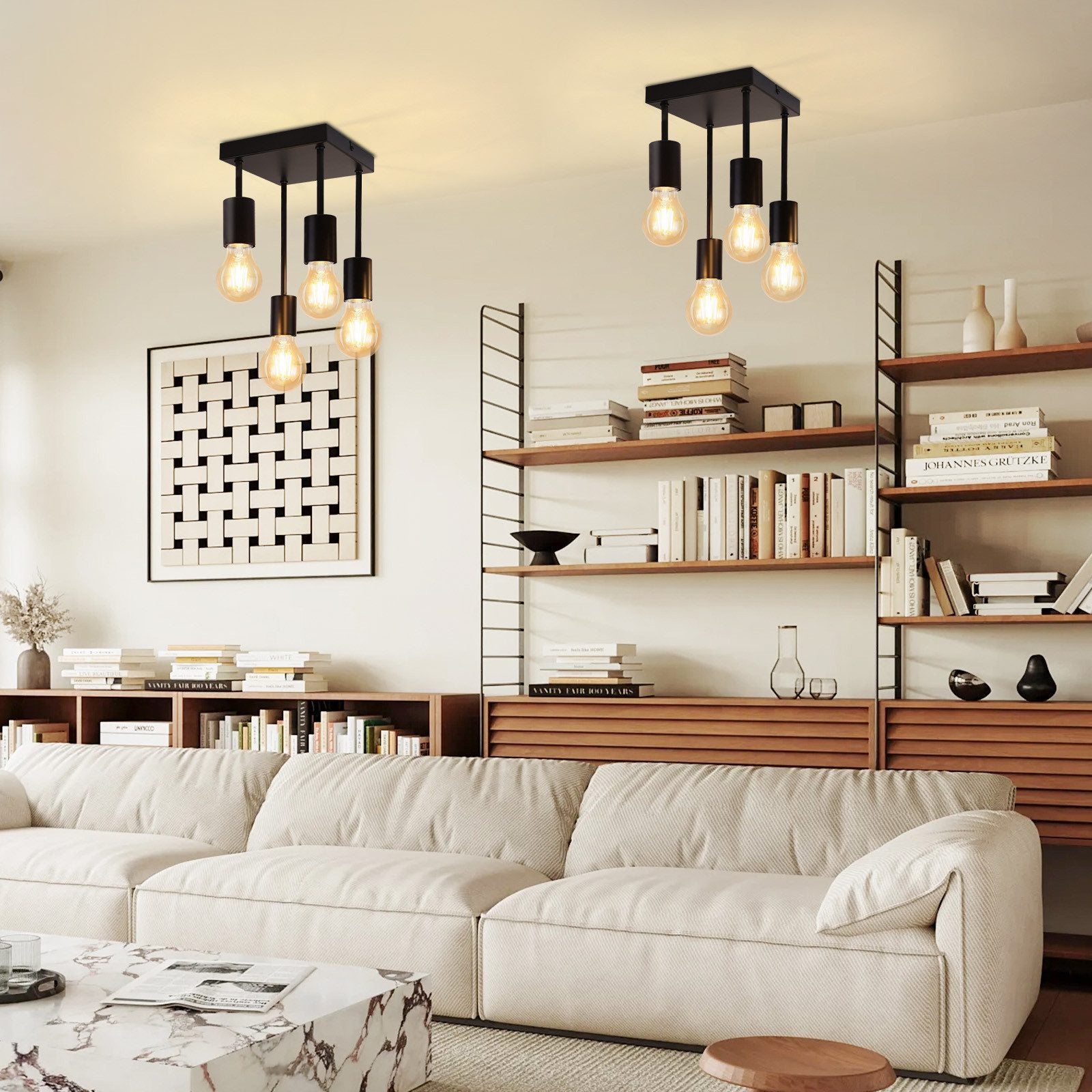 ZMH Lampada da soffitto plafoniera vintage nera E27 retrò metallo senza lampadine